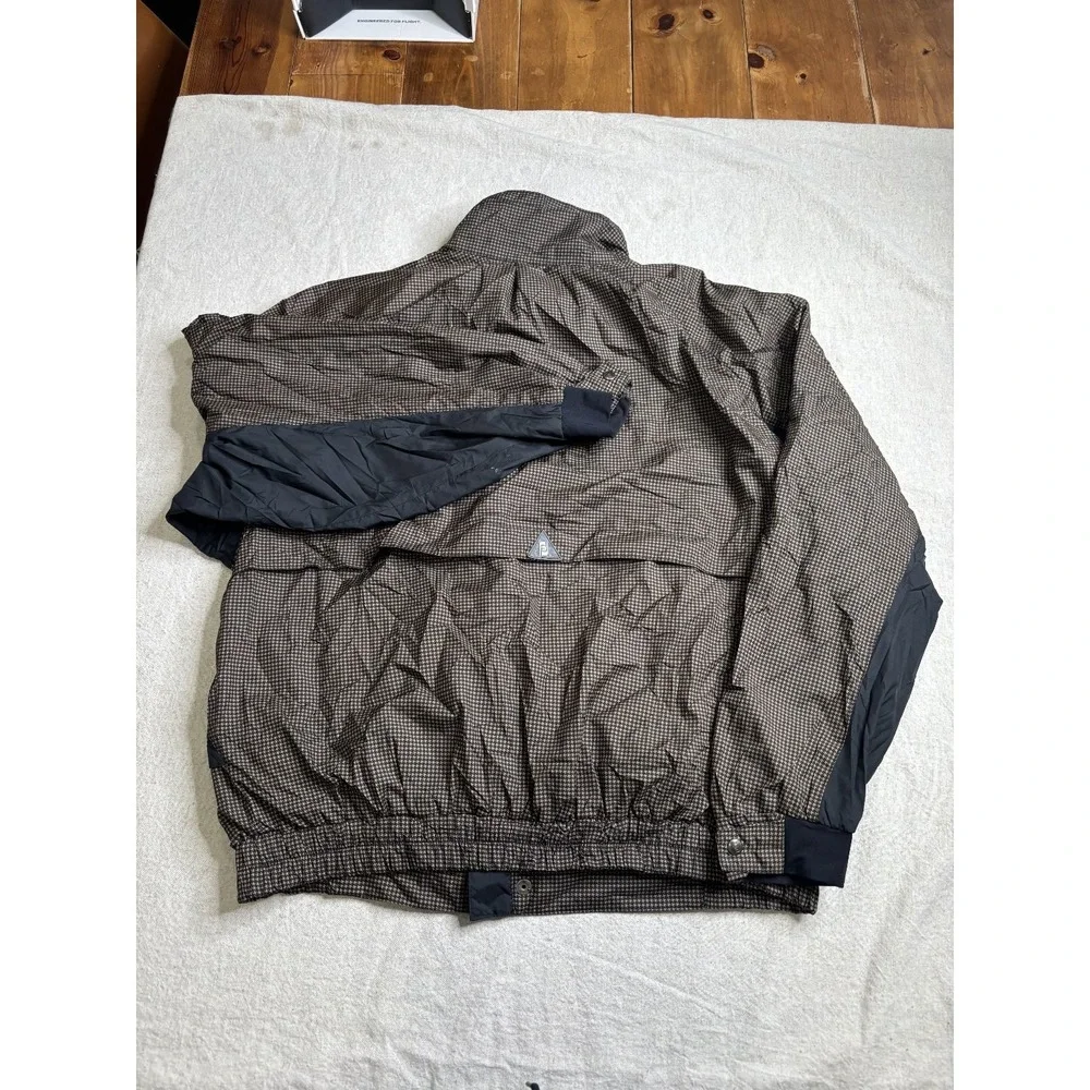 FootJoy DryJoys Mens XL Golf Jacket Brown Black Houndstooth Full Zip Water Resis